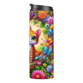 Kitten-Herz-Bogen-Frühlingsblumen Thermosbecher (Nach rechts gedreht)