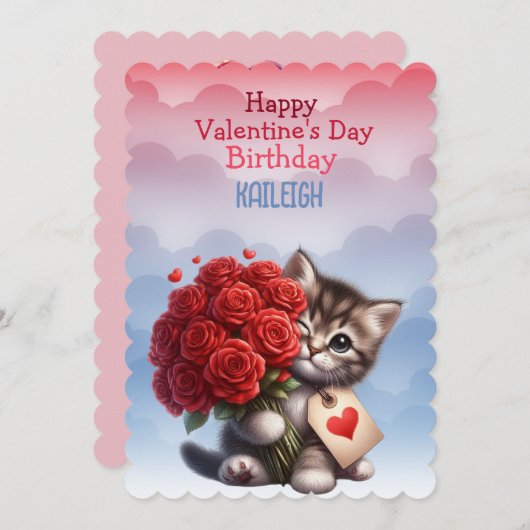 Kitten Herz Geburtstag Valentinstag Feiertagskarte (Vorne/Hinten)