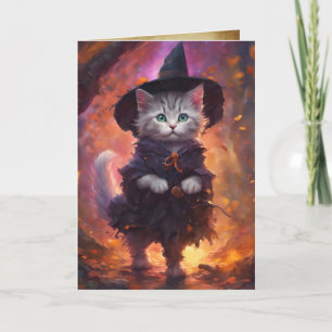 Kitten Hexe, glückliches Halloween, Niedliche Katz Karte