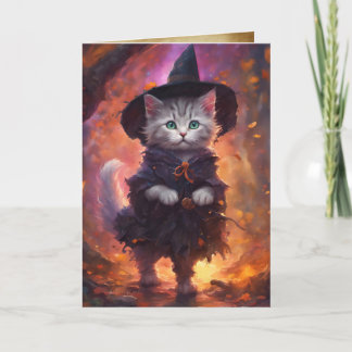 Kitten Hexe, glückliches Halloween, Niedliche Katz Karte