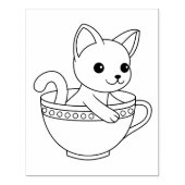 Kitten im Cup - Katze in einer Teacup-Farbseite Gummistempel (Prägung)