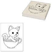 Kitten im Cup - Katze in einer Teacup-Farbseite Gummistempel (Stempel)