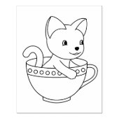 Kitten im Cup - Katze in einer Teacup-Farbseite Gummistempel (Prägung)