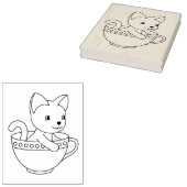 Kitten im Cup - Katze in einer Teacup-Farbseite Gummistempel (Stempel)
