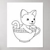 Kitten im Cup - Katze in einer Teacup-Farbseite Poster (Vorne)