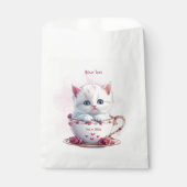 Kitten im Cup Pink-Blume bevorzugen Taschen Geschenktütchen (Vorderseite)