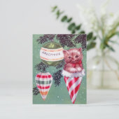 Kitten im Weihnachtsbaum Feiertagskarte (Stehend Vorderseite)