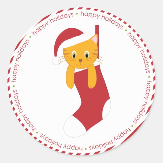 Kitten im WeihnachtsStrumpf Runder Aufkleber (Vorderseite)