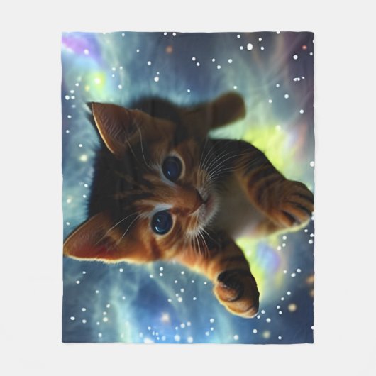 Kitten im Weltraum Fleecedecke (Vorderseite)