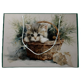 Kitten in a Basket Große Geschenktüte