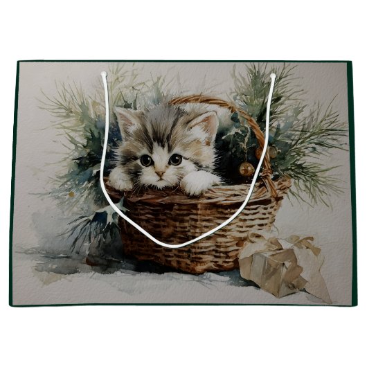 Kitten in a Basket Große Geschenktüte (Vorderseite)