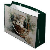 Kitten in a Basket Große Geschenktüte (Rückseite Schrägansicht)