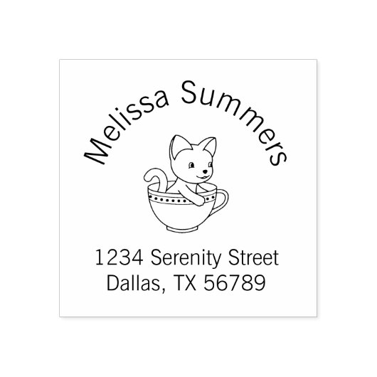 Kitten in a Cup - Katze in einem Teacup Arme Adres Gummistempel (Prägung)