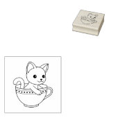 Kitten in a Cup - Katze in einem Teacup Gummistempel (Stempel)