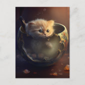 Kitten in a transparent broken teacup postkarte (Vorderseite)