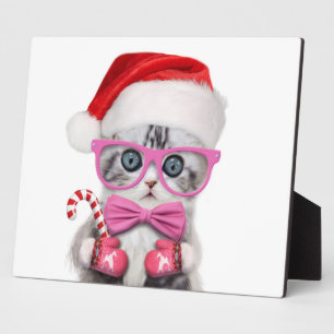 Kitten in Christmas hat Fotoplatte