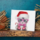 Kitten in Christmas hat Fotoplatte (Seite)