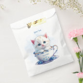 Kitten in Cup Blue Blumen Fevor Taschen Geschenktütchen (Versiegelt)