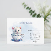 Kitten in Cup Blue Flowers Babydusche Begleitkarte (Stehend Vorderseite)