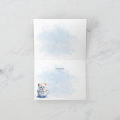 Kitten in Cup Blue Flowers Danke Karte (Innenseite)