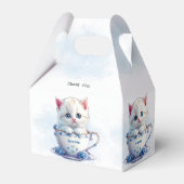 Kitten in Cup Blue Flowers Gefälligkeitsbox Geschenkschachtel (Rückseite)