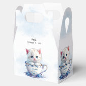 Kitten in Cup Blue Flowers Gefälligkeitsbox Geschenkschachtel (Geöffnet)