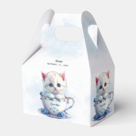 Kitten in Cup Blue Flowers Gefälligkeitsbox Geschenkschachtel