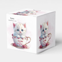 Kitten in Cup Pink Blume Gefälligkeitsbox