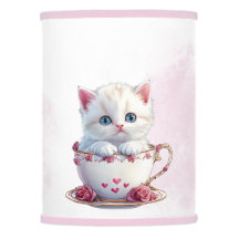 Kitten in Cup Pink Blume Lampenschirm