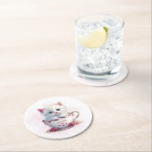 Kitten in Cup Pink Blume Papier Untersetzer (Vor Ort)