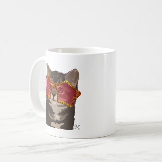 Kitten in der Star-Sonnenbrille Kaffeetasse (Vorderseite Links)