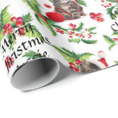 Kitten in der Weihnachtsmannmütze Persönliche Beze Geschenkpapier (Rolleneckpunkt)