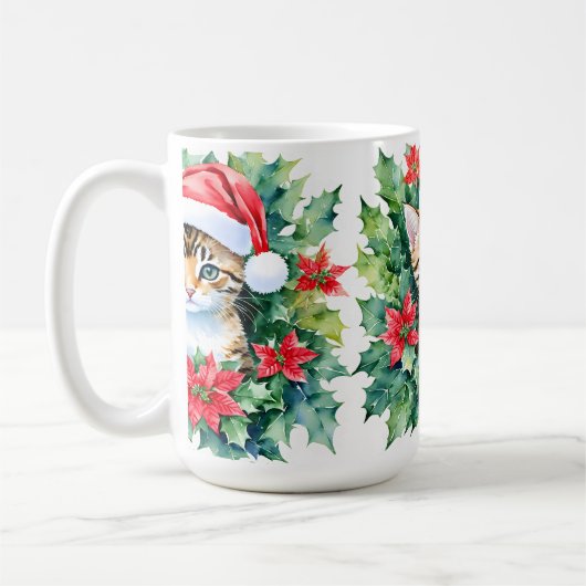 Kitten in der Weihnachtsmannmütze Weihnachten Wass Kaffeetasse (Links)