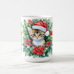 Kitten in der Weihnachtsmannmütze Weihnachten Wass Kaffeetasse