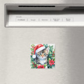 Kitten in der Weihnachtsmannmütze Weihnachten Wass Magnet (In Situ (Geschirrspüler))
