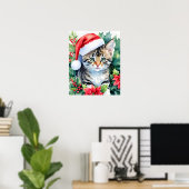 Kitten in der Weihnachtsmannmütze Weihnachten Wass Poster (Heimbüro)