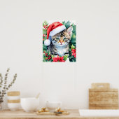 Kitten in der Weihnachtsmannmütze Weihnachten Wass Poster (Küche)