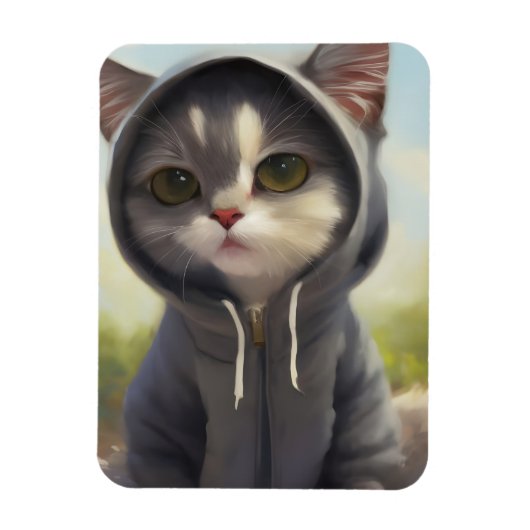 Kitten in einem Hoodie Magnet (Vertikal)