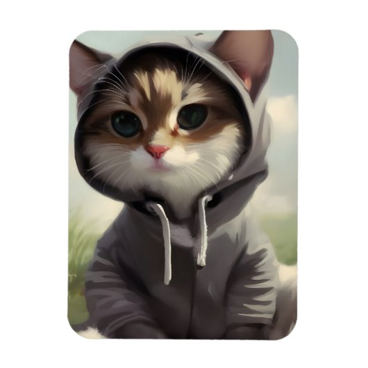 Kitten in einem Hoodie Magnet (Vertikal)