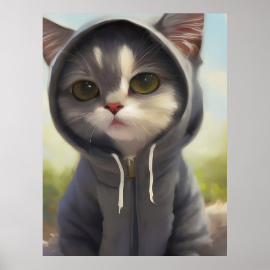 Kitten in einem Hoodie Poster (Vorne)