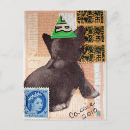 Kitten in einem Party mit gemischten Medien Einladungspostkarte