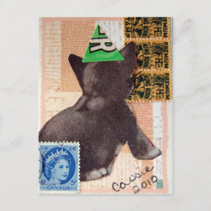 Kitten in einem Party mit gemischten Medien Einladungspostkarte