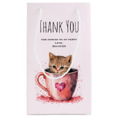 Kitten in einem Teacup mit Herz-Party Vielen Dank Kleine Geschenktüte (Rückseite)