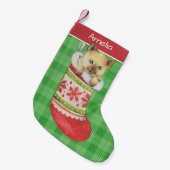Kitten in Festive Stocking Art Personalised Kleiner Weihnachtsstrumpf (Vorderansicht (hängend))