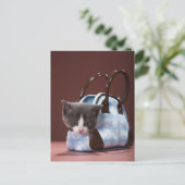Kitten in Handtasche Postkarte (Stehend Vorderseite)