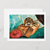 Kitten in Ledertasche, Louis Wain Postkarte (Vorne/Hinten)