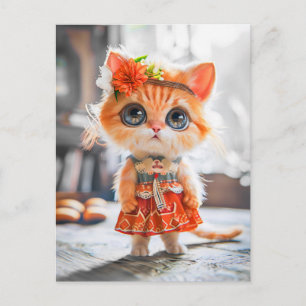 Kitten in Red Dress im Raum Feiertagspostkarte