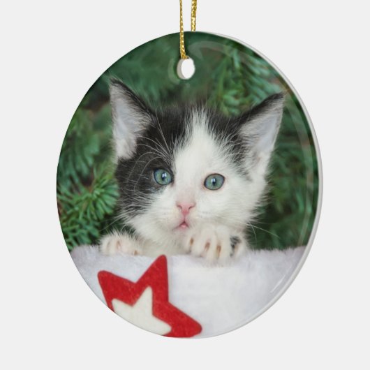 Kitten in Red Santa Claus Boot Strumpf Weihnachten Keramik Ornament (Links)