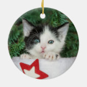 Kitten in Red Santa Claus Boot Strumpf Weihnachten Keramik Ornament (Hinten)