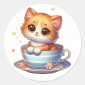 Kitten in Teebecher Sticker (Vorderseite)